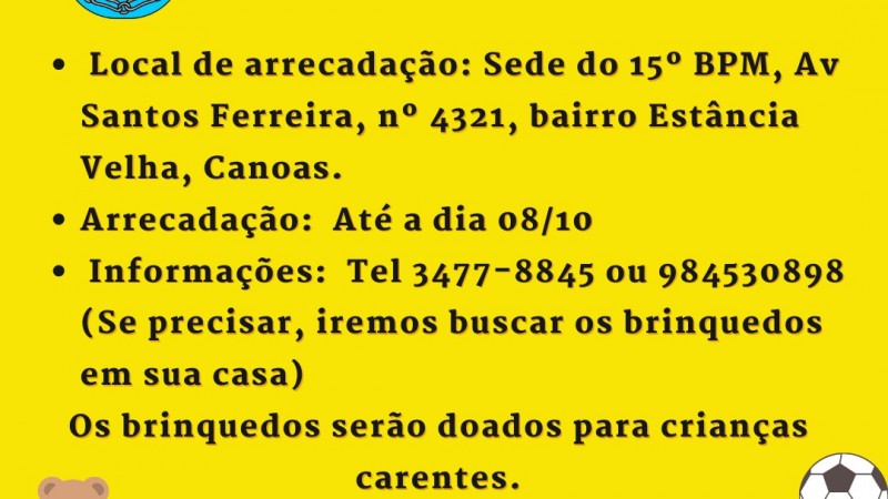 Campanha de doação de brinquedos
