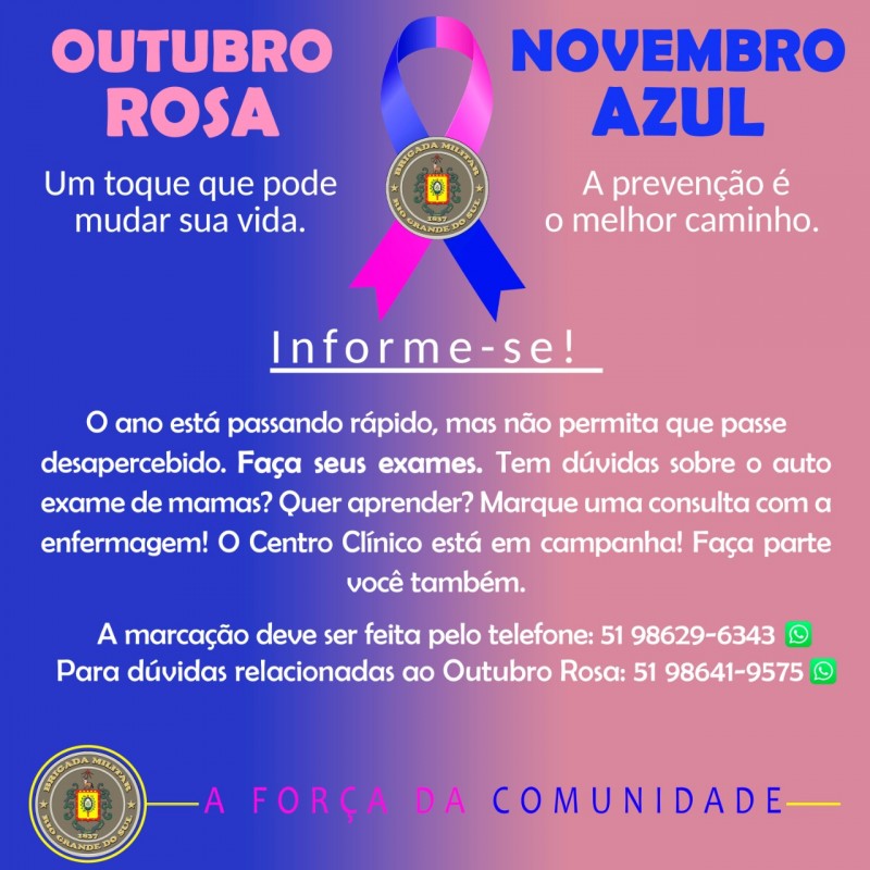 Campanha Outubro Rosa e Novembro Azul - Brigada Militar