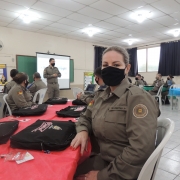 Soldado Cristina, da BM de Nova Petrópolis, participando do curso