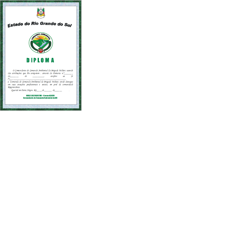 Modelo Diploma Comenda do Comando Ambiental da Brigada Militar