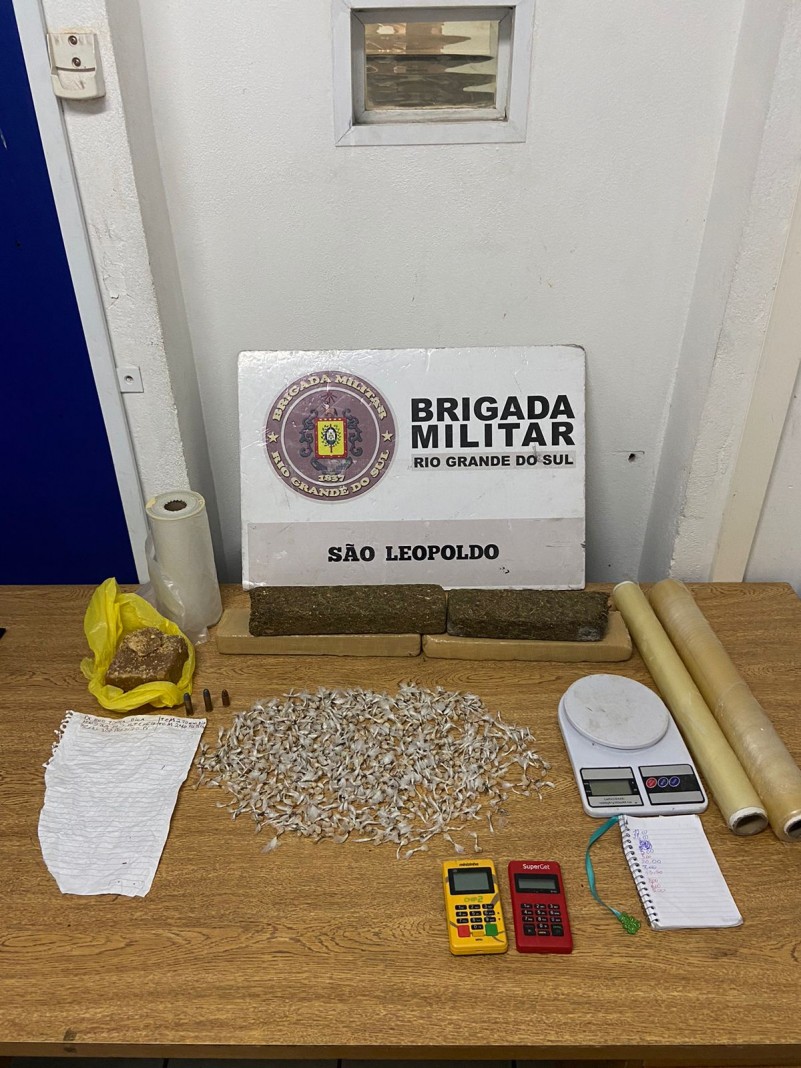BM de São Leopoldo prende homem e apreende mais de 3Kg de drogas