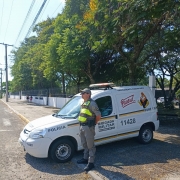 Policiais militares e professores à frente das escolas na cidade de Uruguaiana 